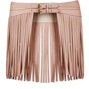 BCBGMAXAZRIA Blush Leather Fringe Belt